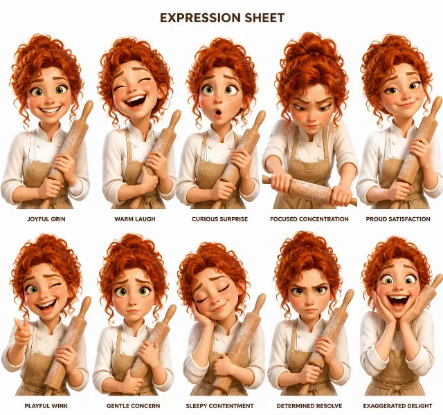 3D Animated Baker Expression Sheet
