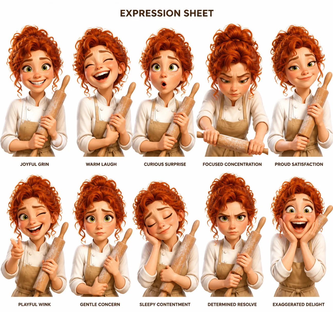3D Animated Baker Expression Sheet