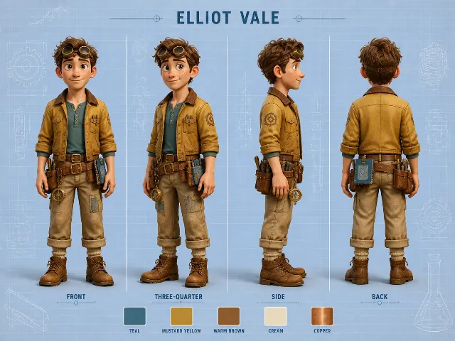 3D Animated Inventor Character Turnaround