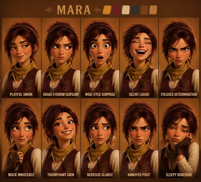3D Animated Thief Expression Sheet