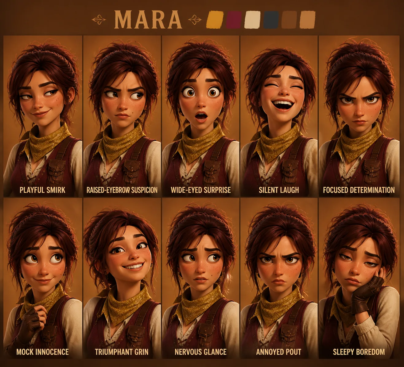 3D Animated Thief Expression Sheet