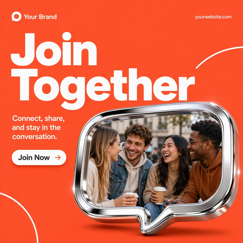 3D Chrome Speech Bubble Social Post