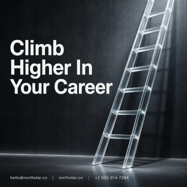 3D Glass Ladder Career Growth LinkedIn Post