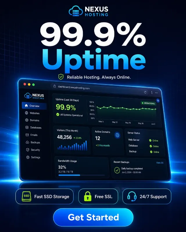 99.9% Uptime Web Hosting Social Ad