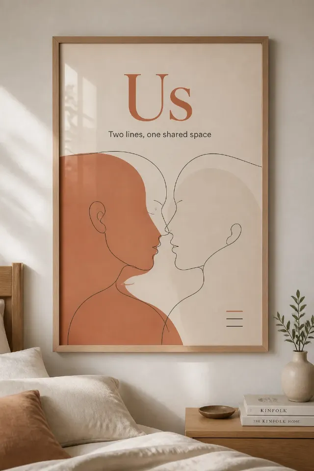 Abstract Profile Faces Framed Bedroom Poster