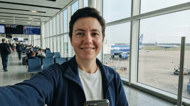 Airport Gate Window Travel Selfie