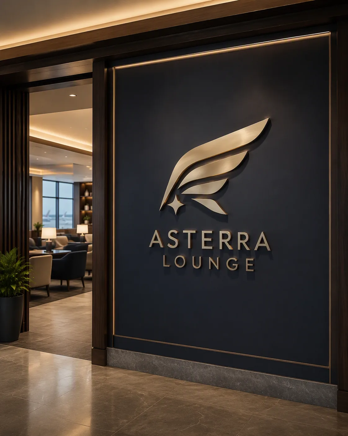 Airport Lounge Wall Logo Mockup