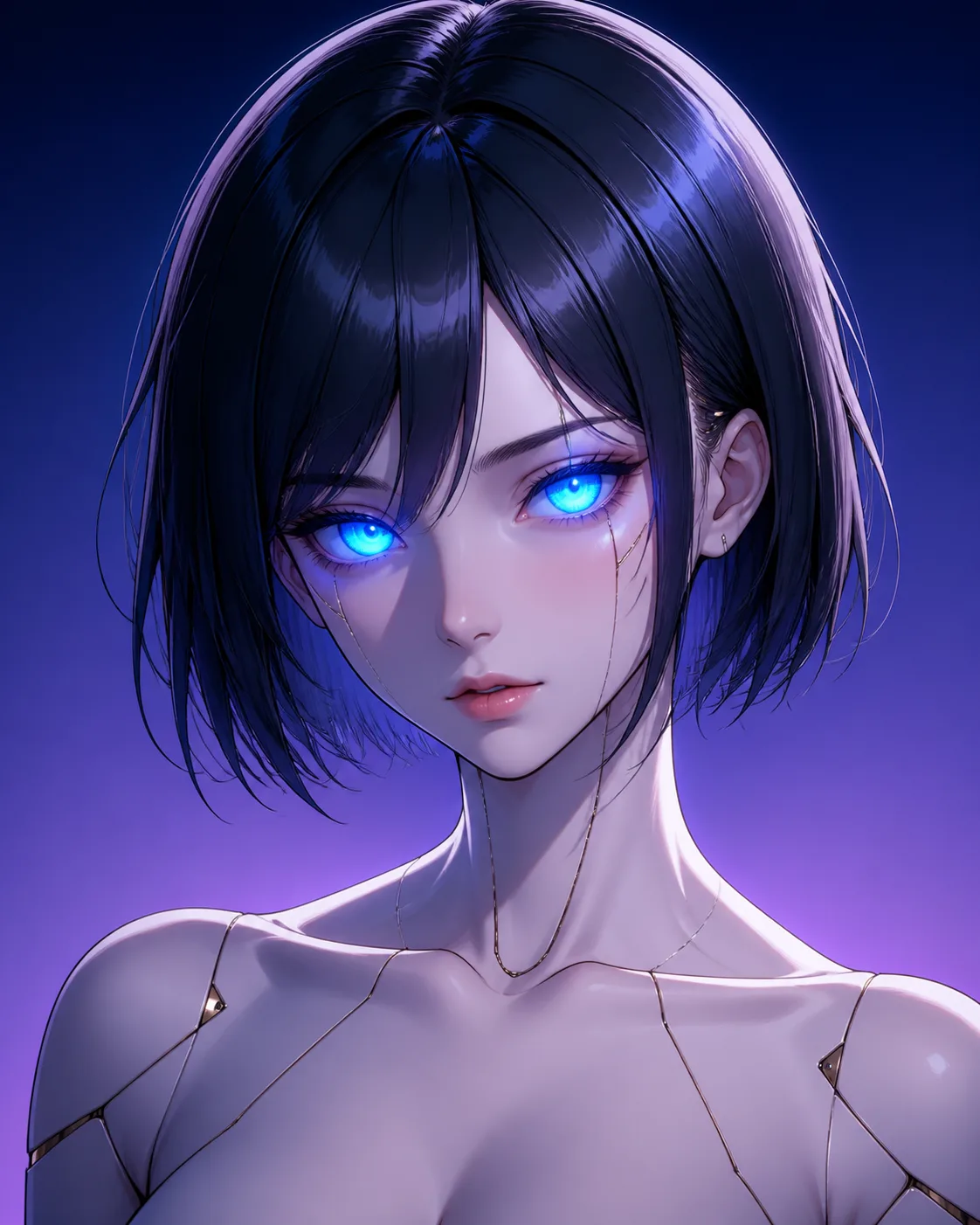 Anime Android Girl Portrait Bust