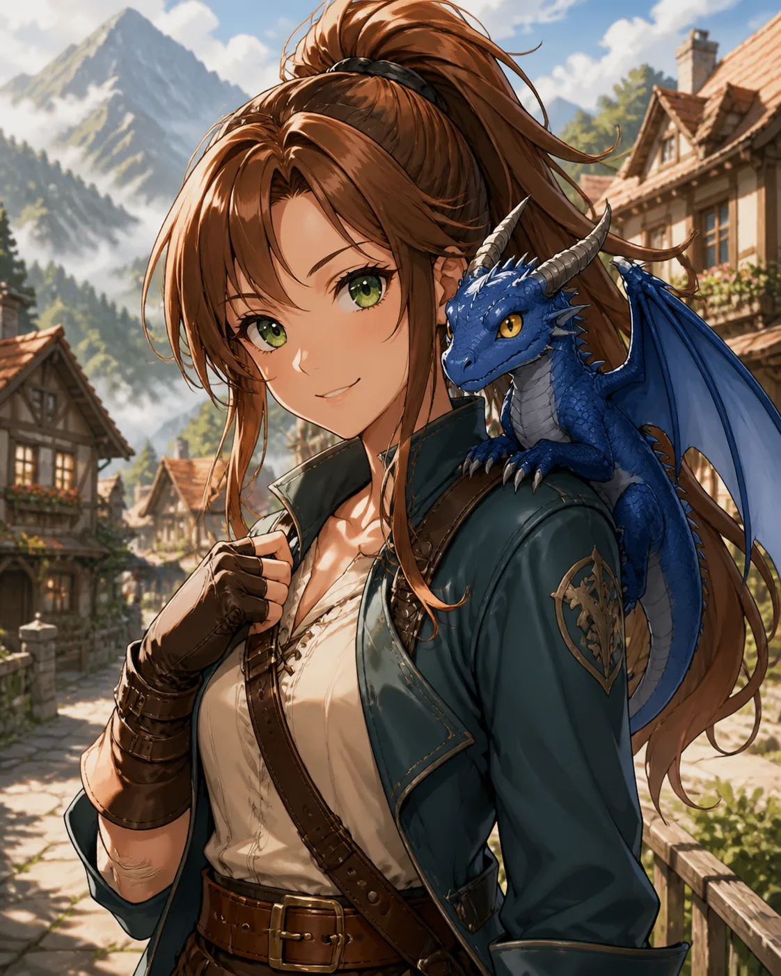 Anime Dragon Tamer Half Body Illustration