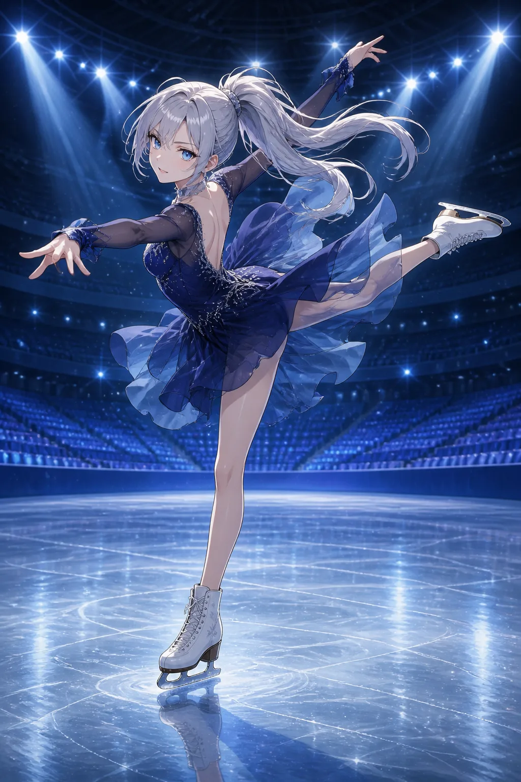 Anime Figure Skater Mid Spin Illustration