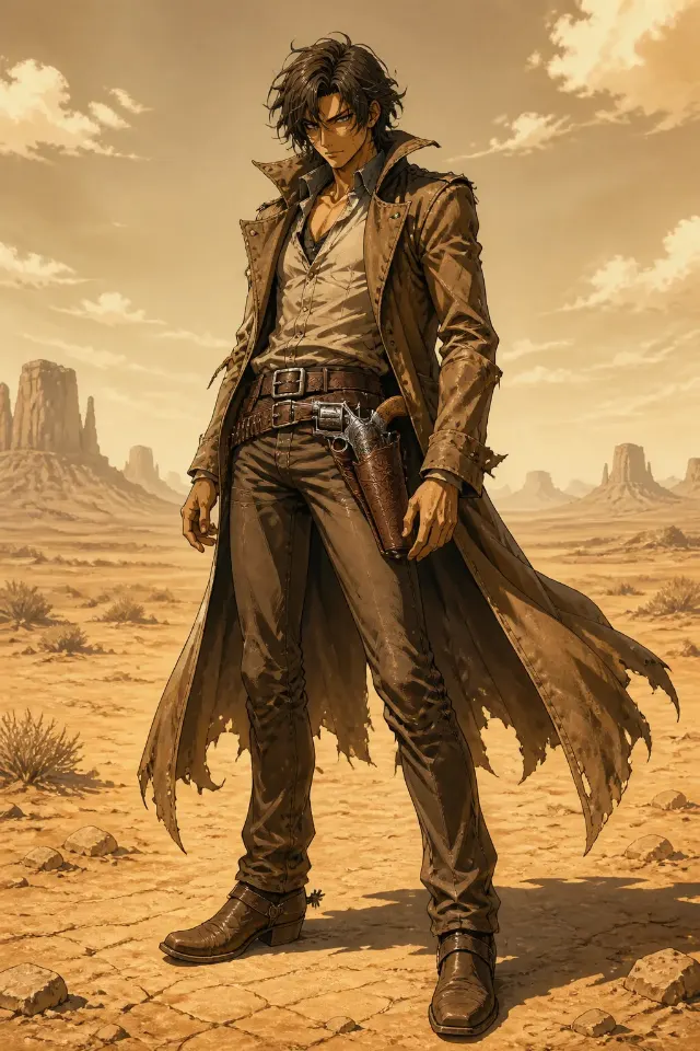 Anime Gunslinger Full Body Character