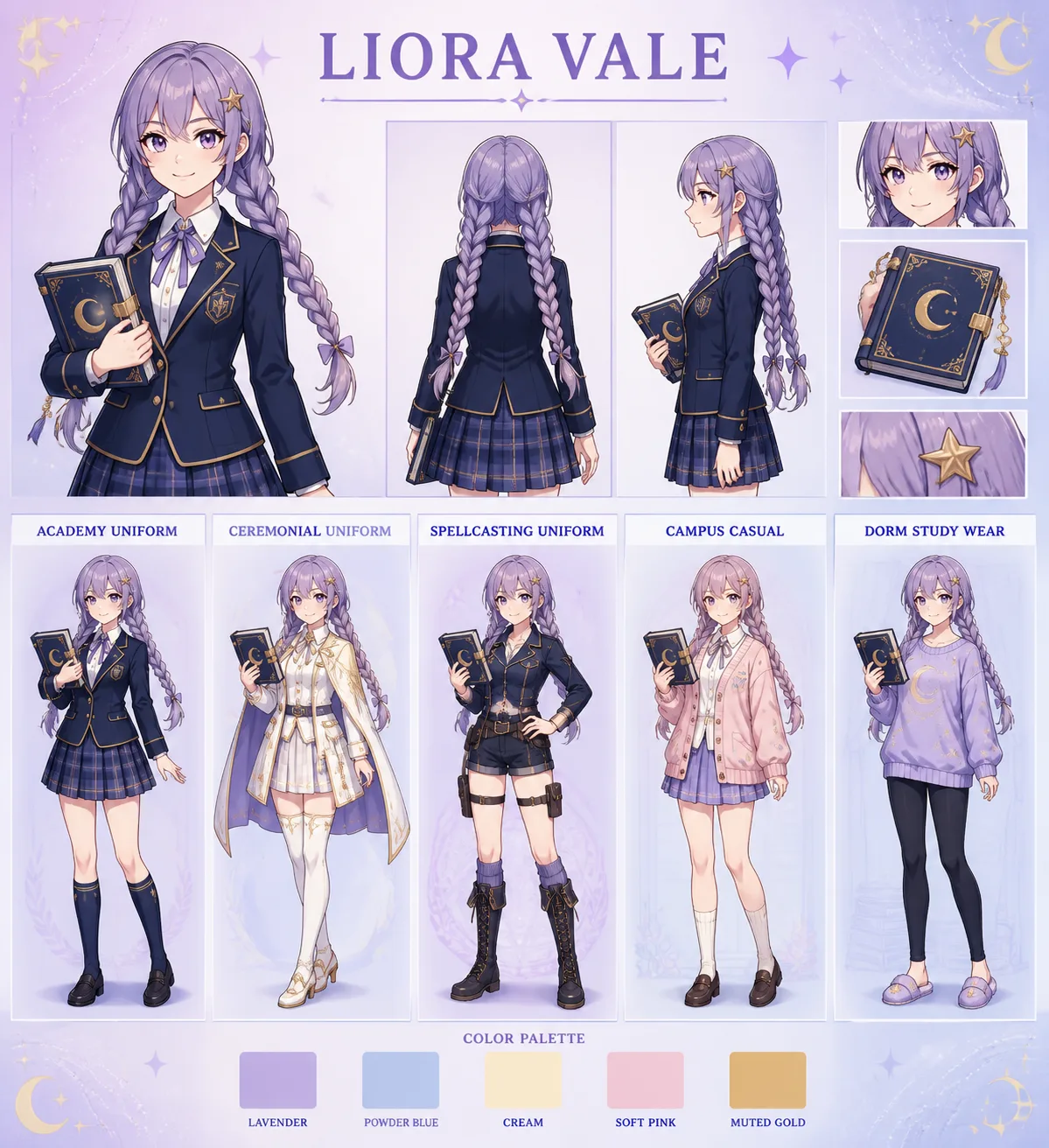 Anime Magical Academy Outfit Variation Sheet