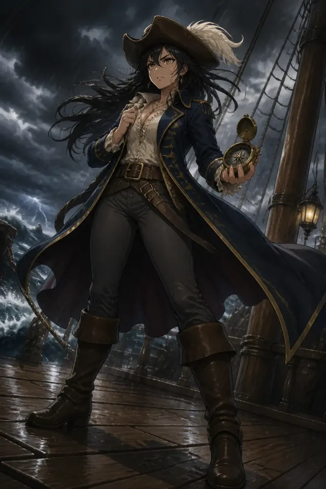 Anime Pirate Captain Full Body Illustration