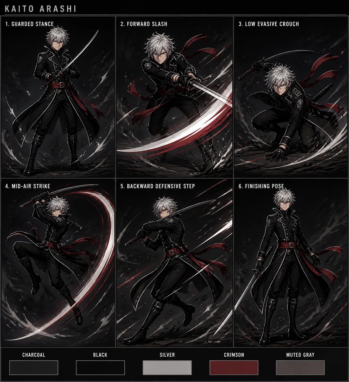 Anime Swordsman Dynamic Pose Sheet