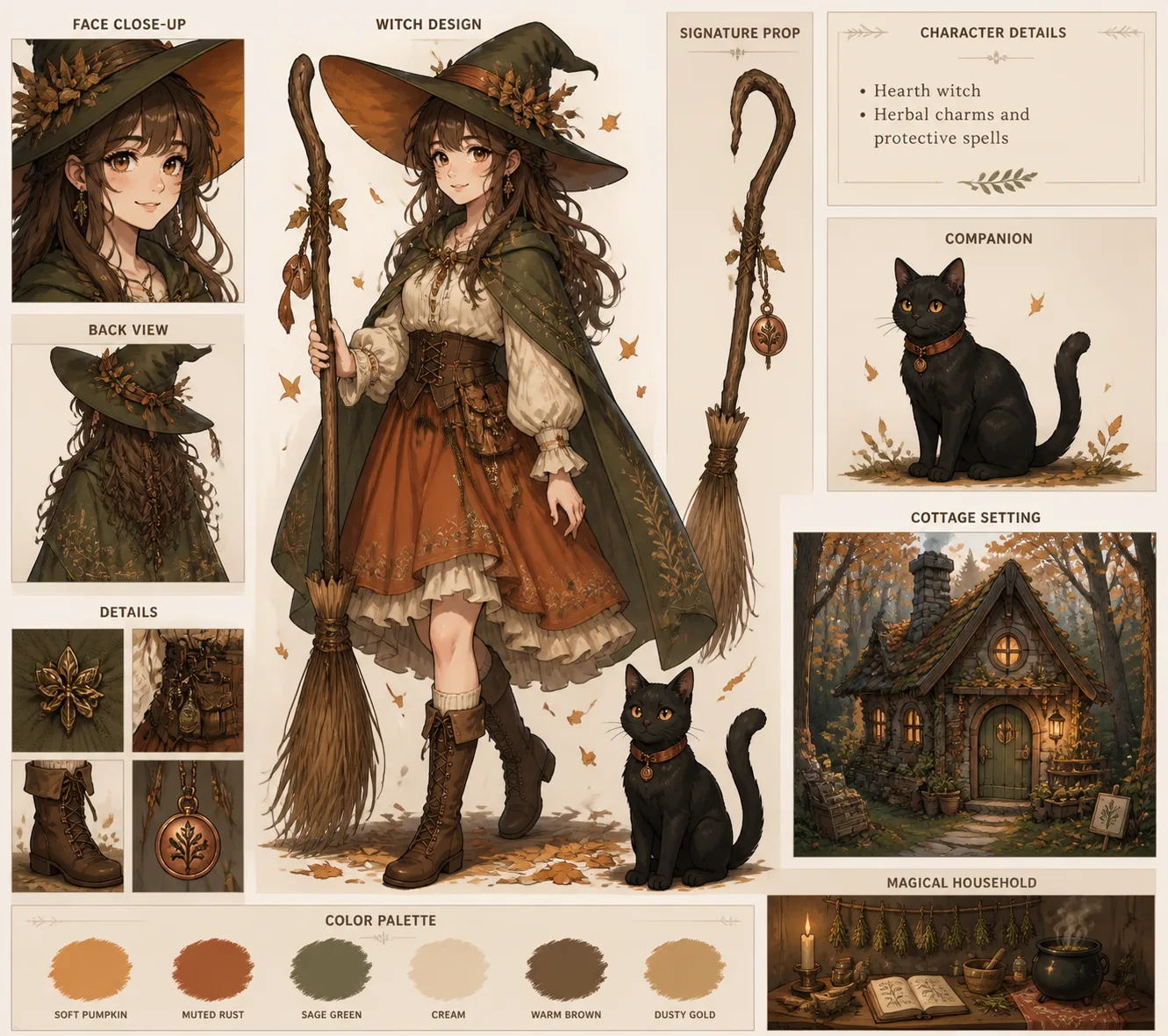 Anime Witch Character And World Sheet