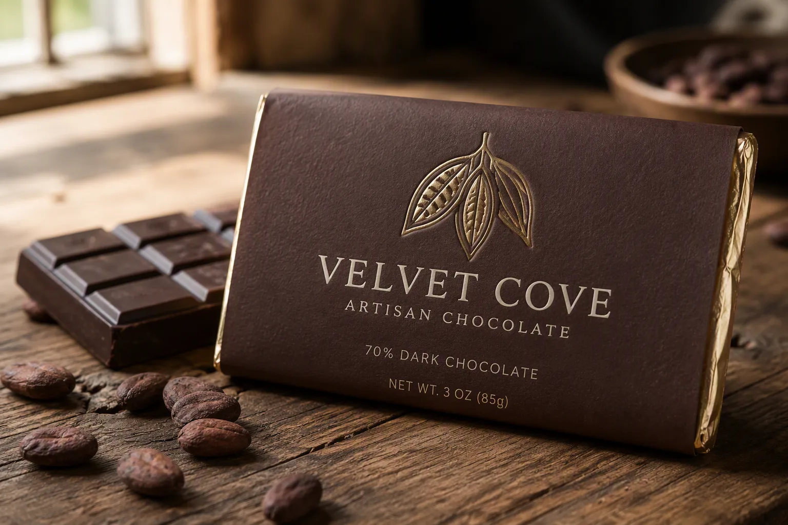 Artisan Chocolate Wrapper Logo Mockup