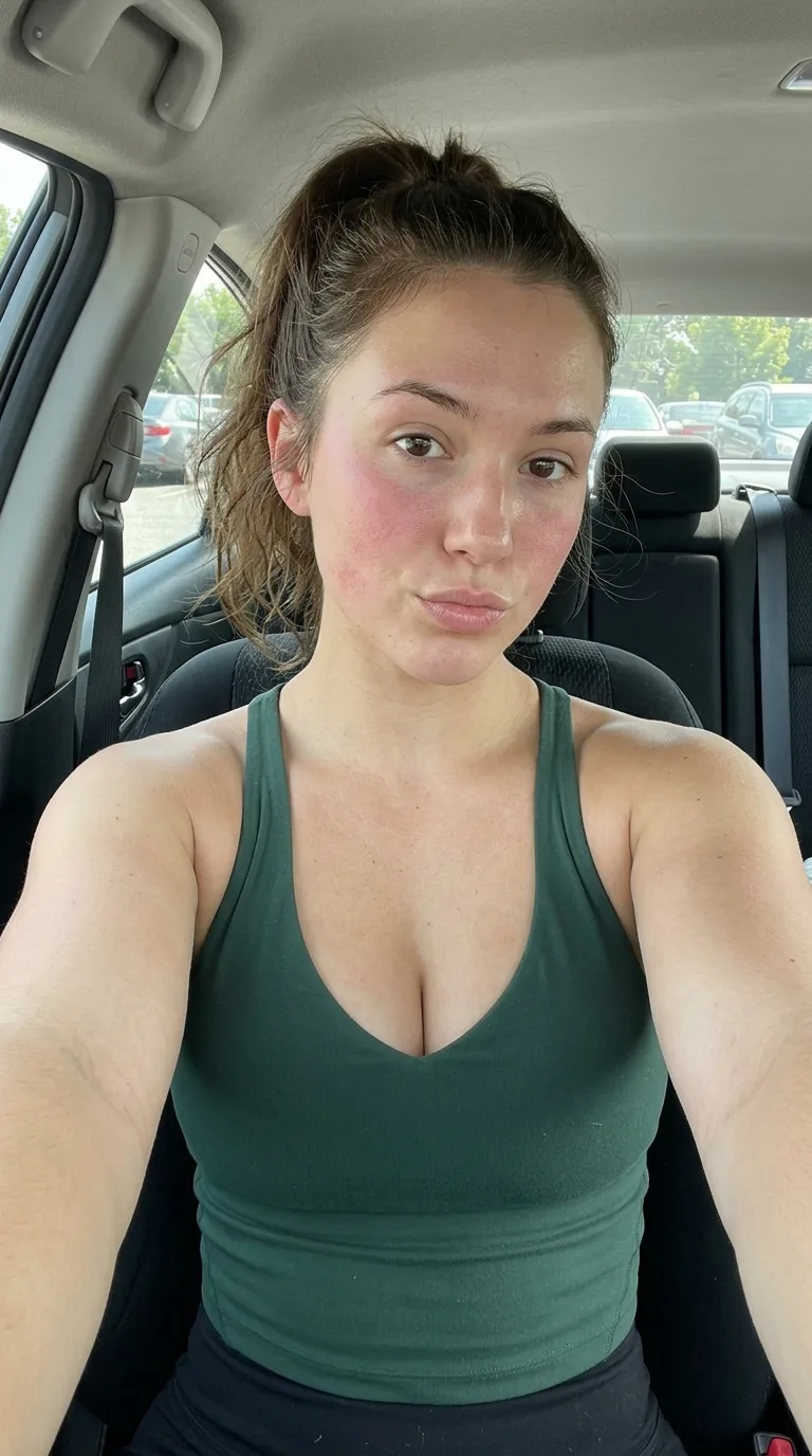 Athletic Post Workout Car Selfie