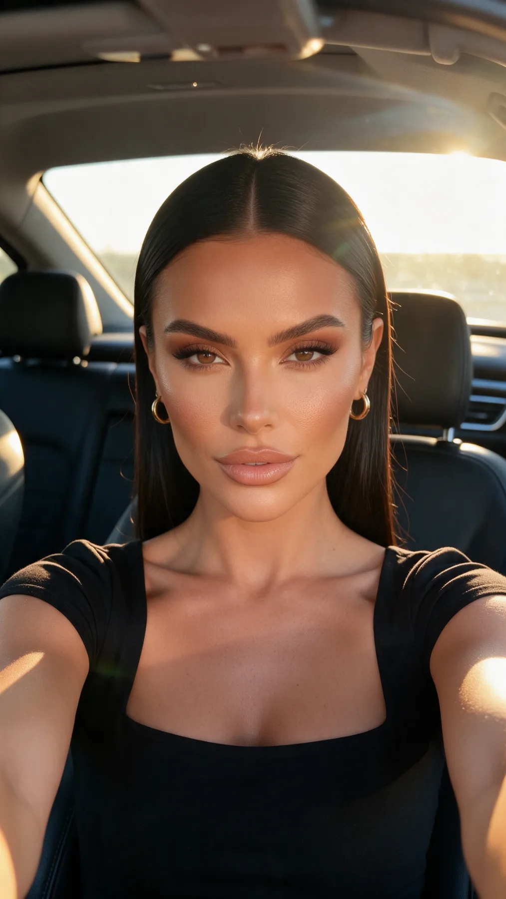 Baddie Golden Hour Car Selfie Portrait