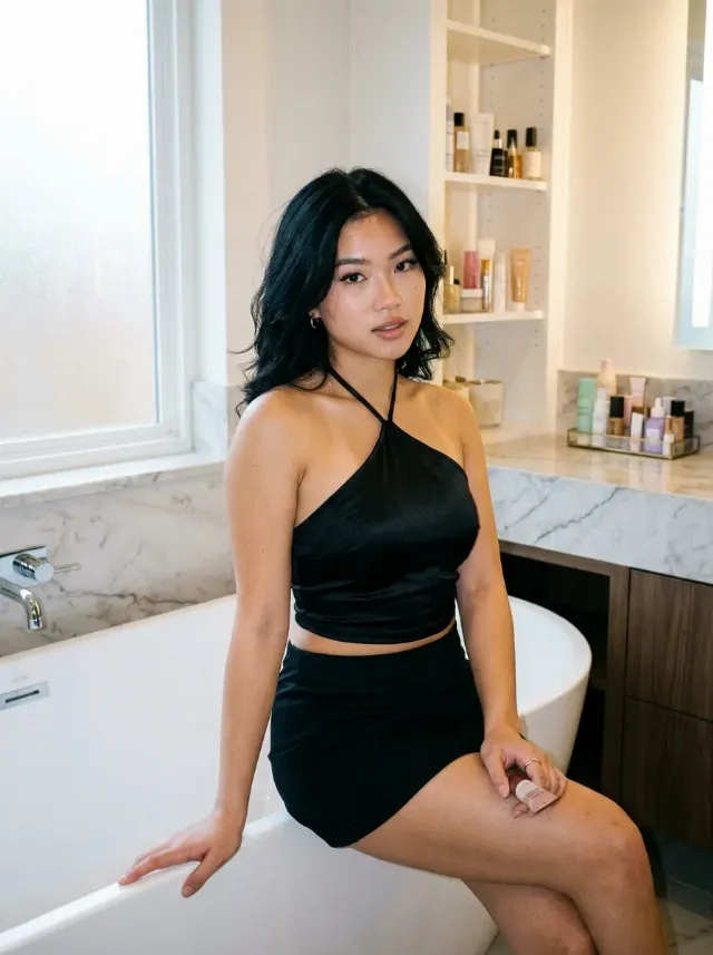 Bathtub Edge Getting Ready Portrait