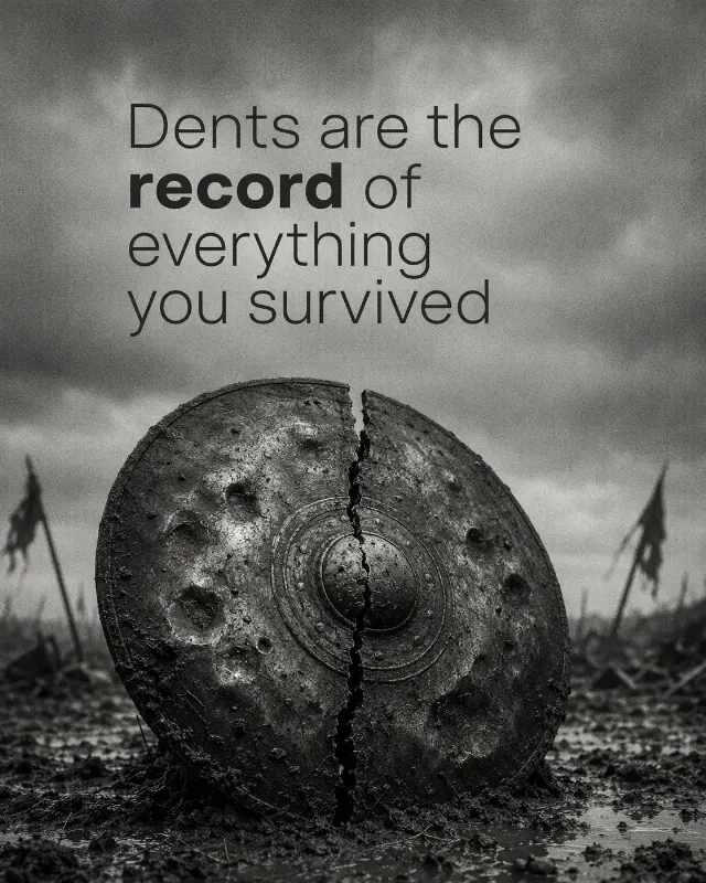 Battered Shield Motivational Quote Post