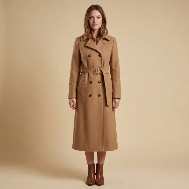 Belted Trench Coat Full Body Studio Photo