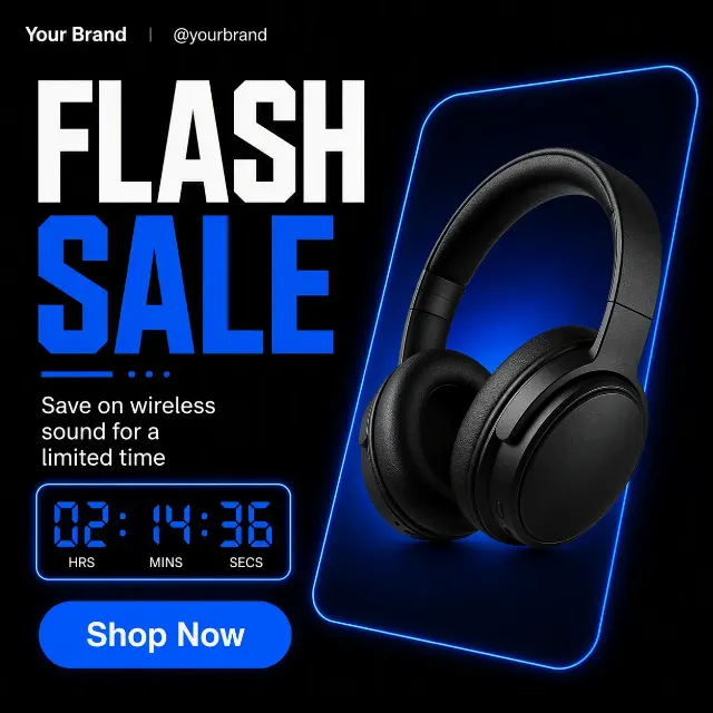 Black And Blue Electronics Flash Sale Post