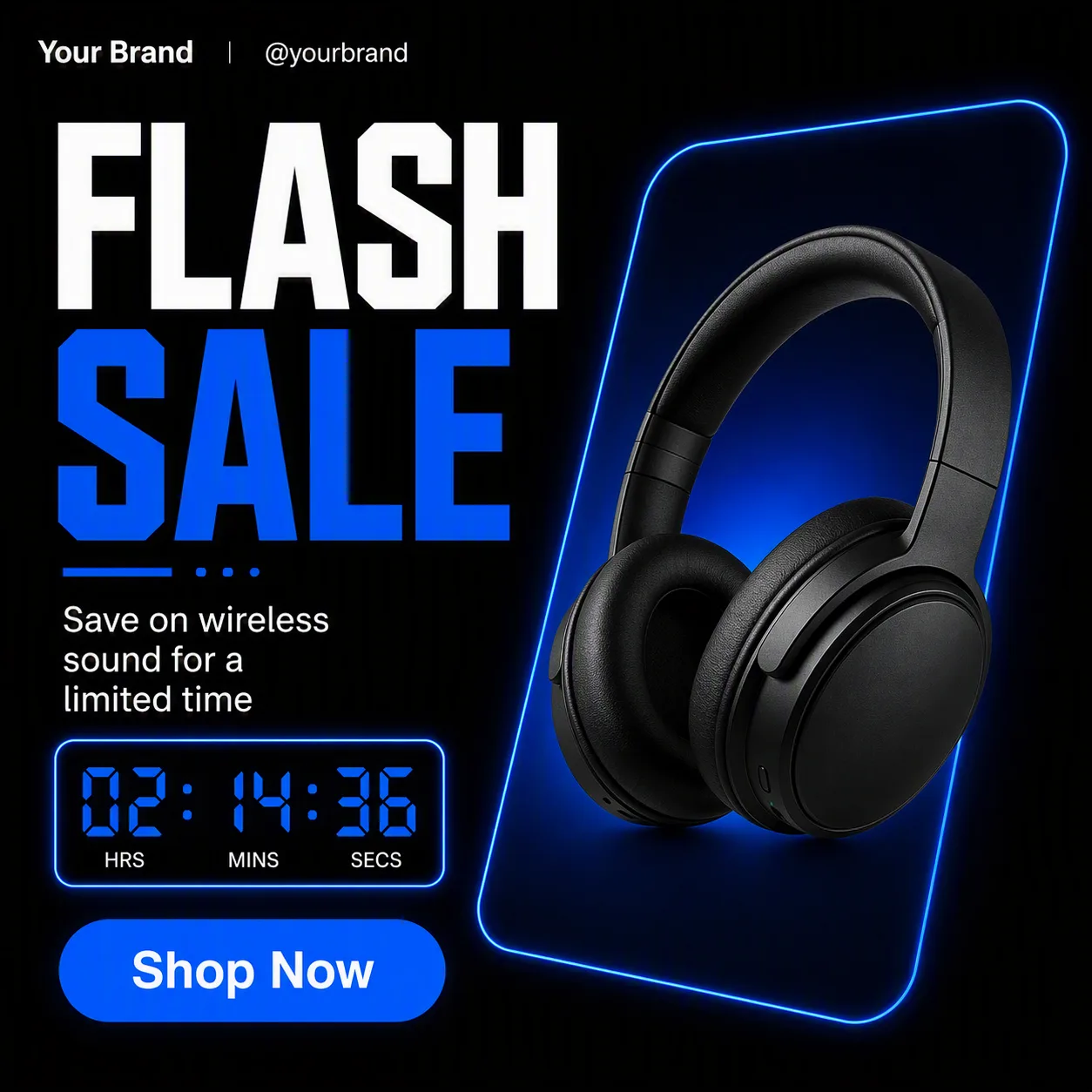 Black And Blue Electronics Flash Sale Post