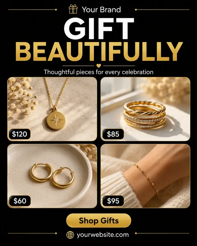 Black And Gold Jewelry Gift Guide Post