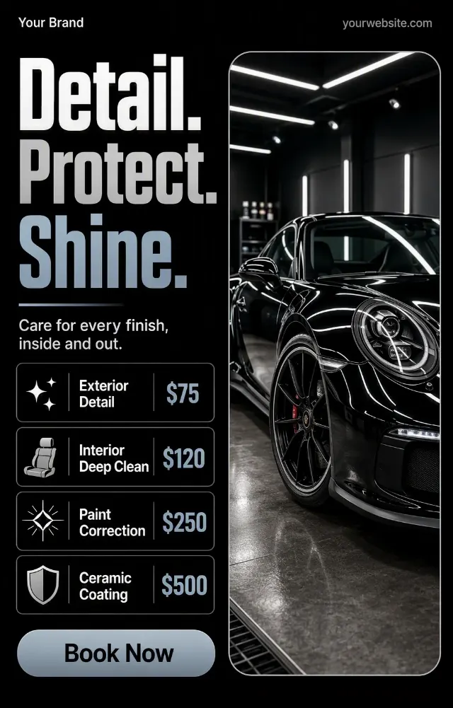 Black And Silver Car Detailing Services Post