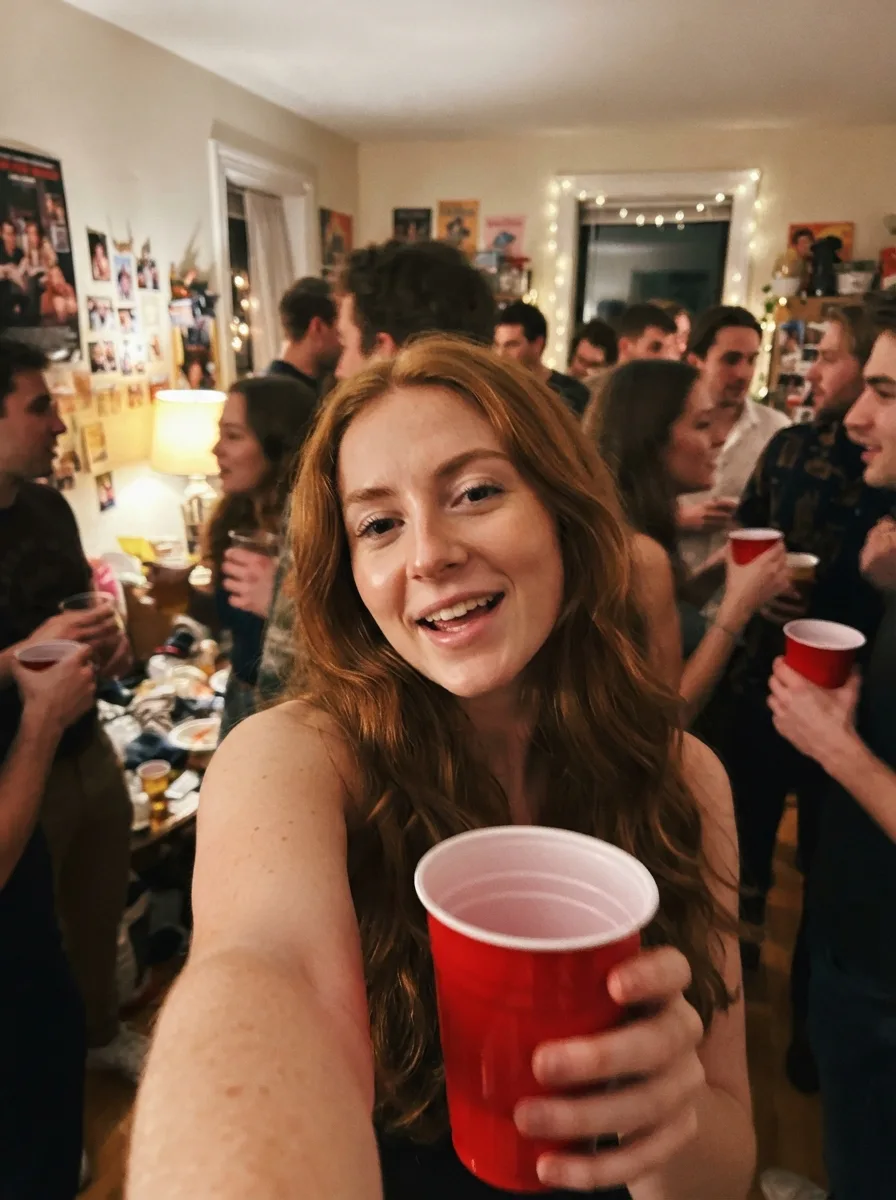 Blurry Crowded House Party Selfie