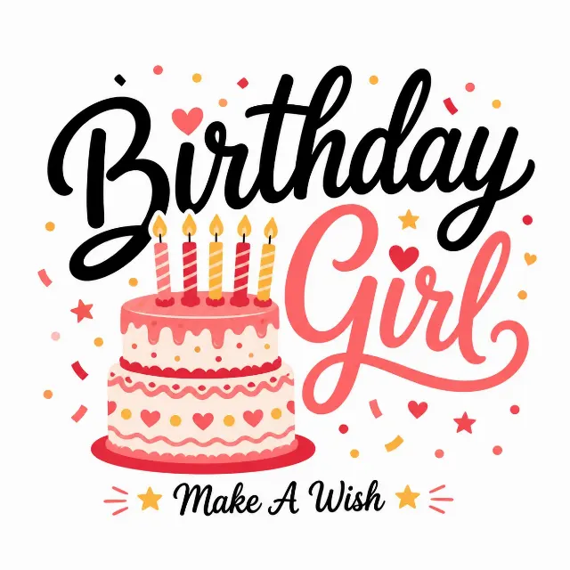 Bold Birthday Girl Cake T-Shirt Design
