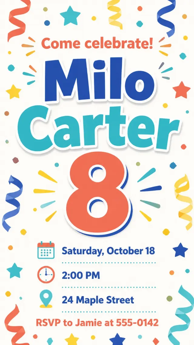 Bold Confetti Birthday Phone Invitation