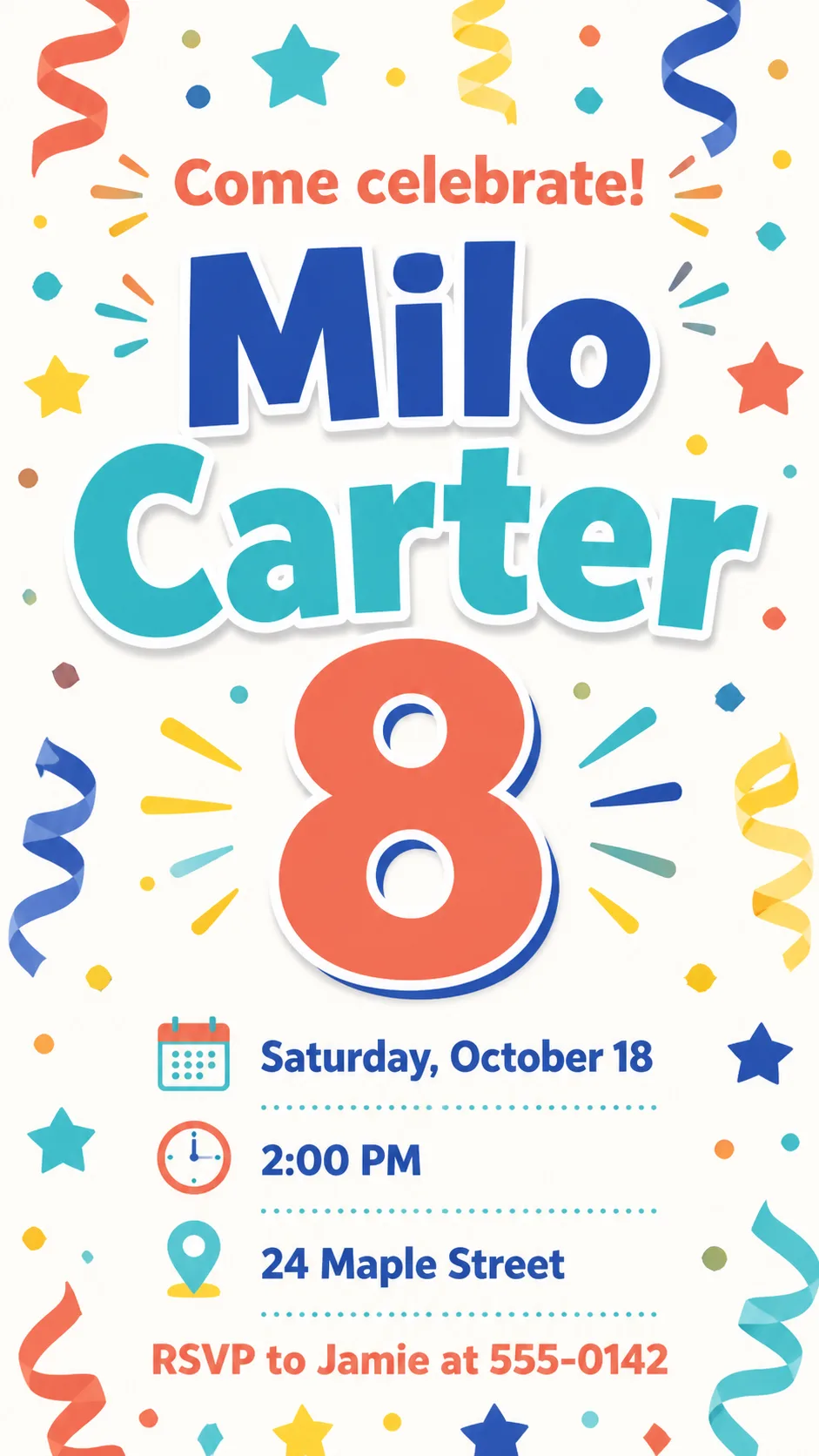 Bold Confetti Birthday Phone Invitation