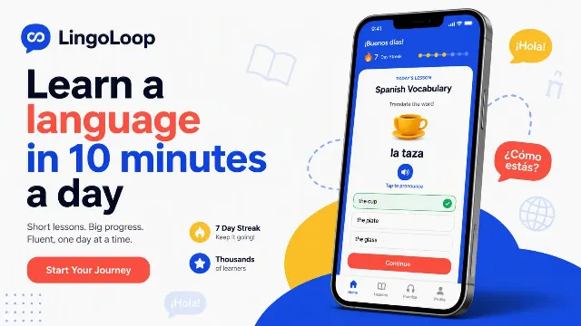 Bold Language Learning App Hero Graphic