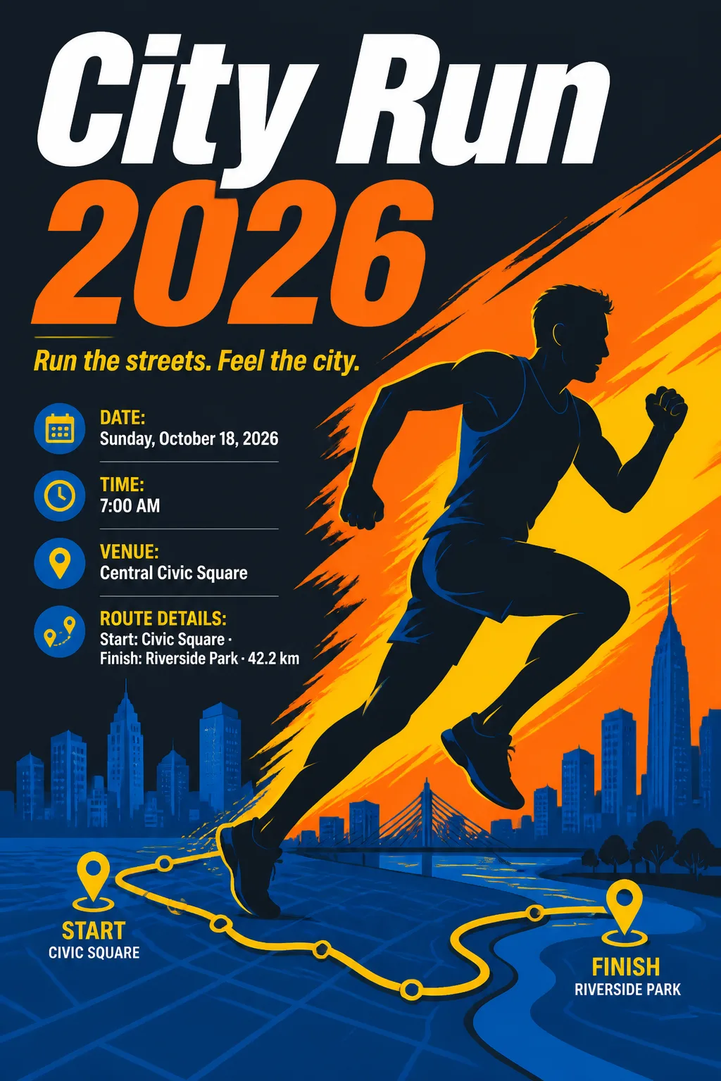 Bold Marathon Event Route Poster