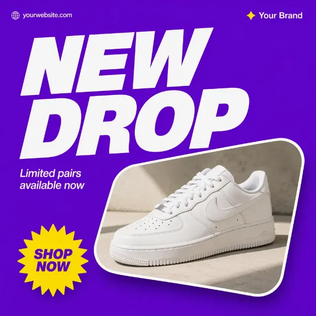 Bold Purple Sneaker Drop Instagram Post