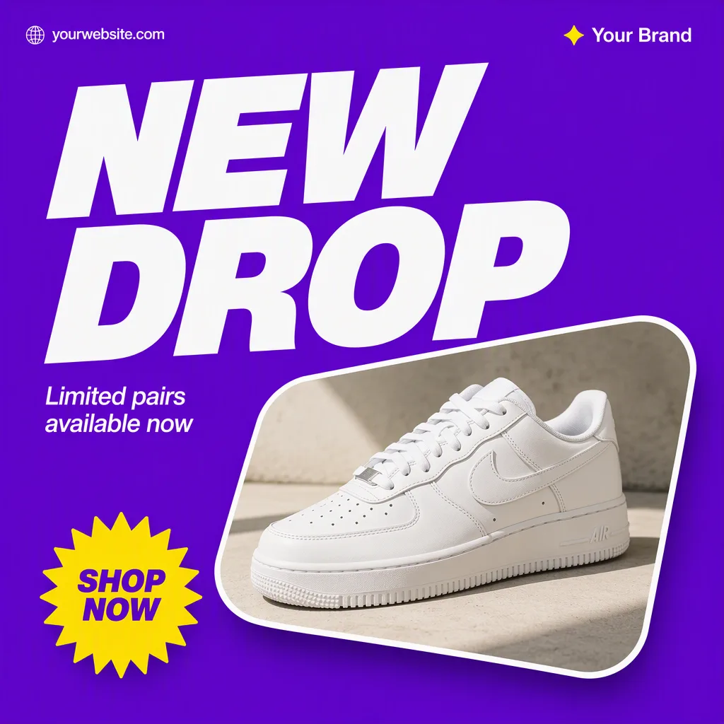 Bold Purple Sneaker Drop Instagram Post
