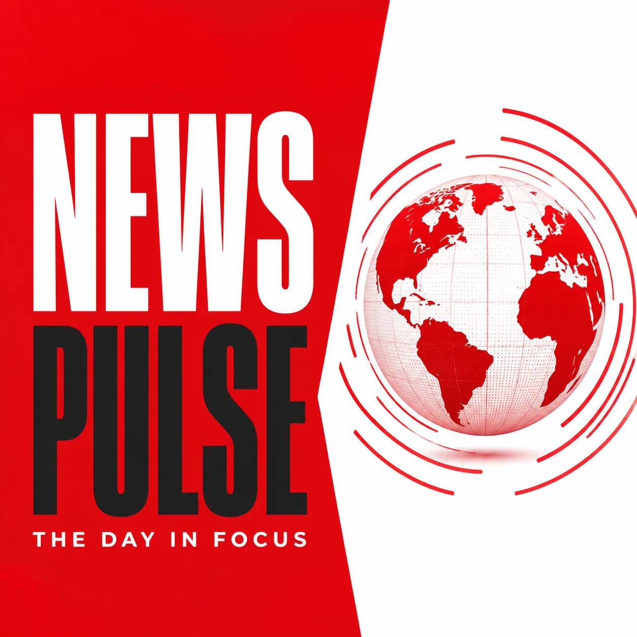Bold Red And White News Podcast Cover