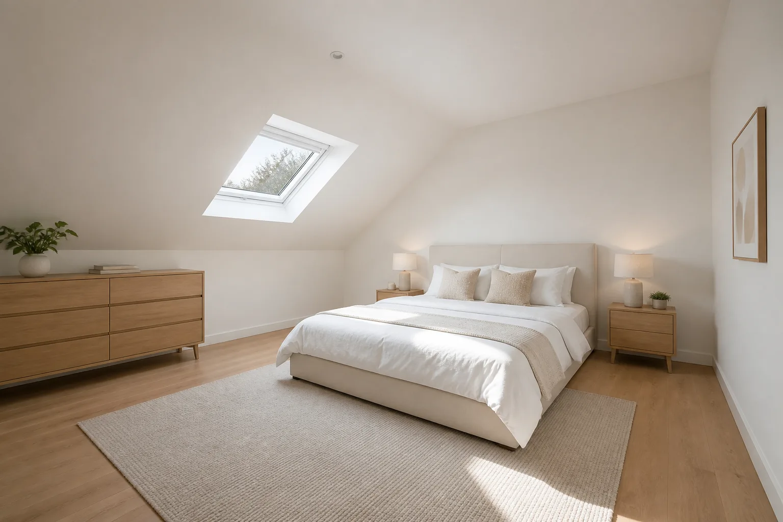 Bright Attic Bedroom With Skylight