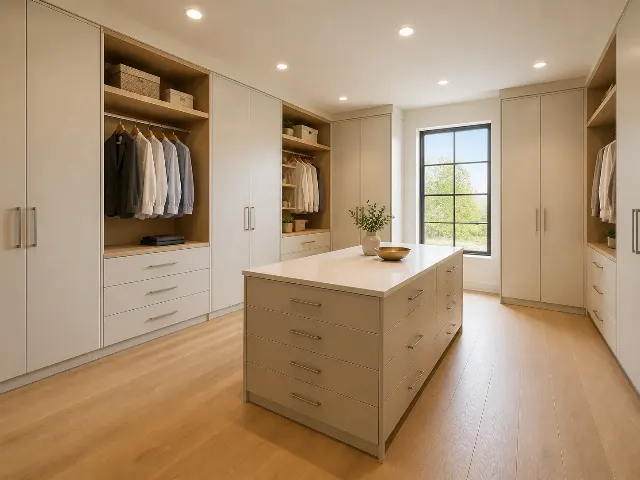 Bright Built-In Wardrobe Walk-In Closet Photo