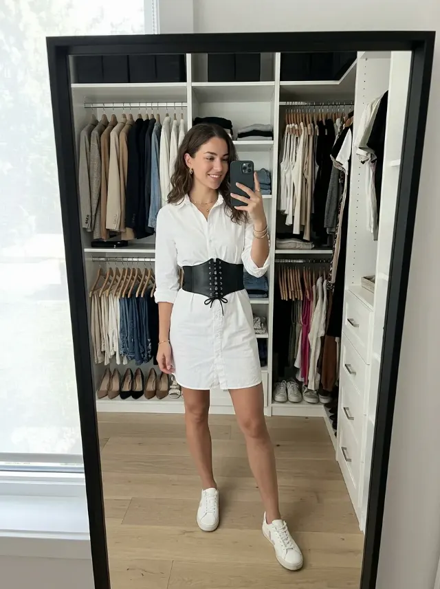 Bright Closet Outfit Mirror Selfie
