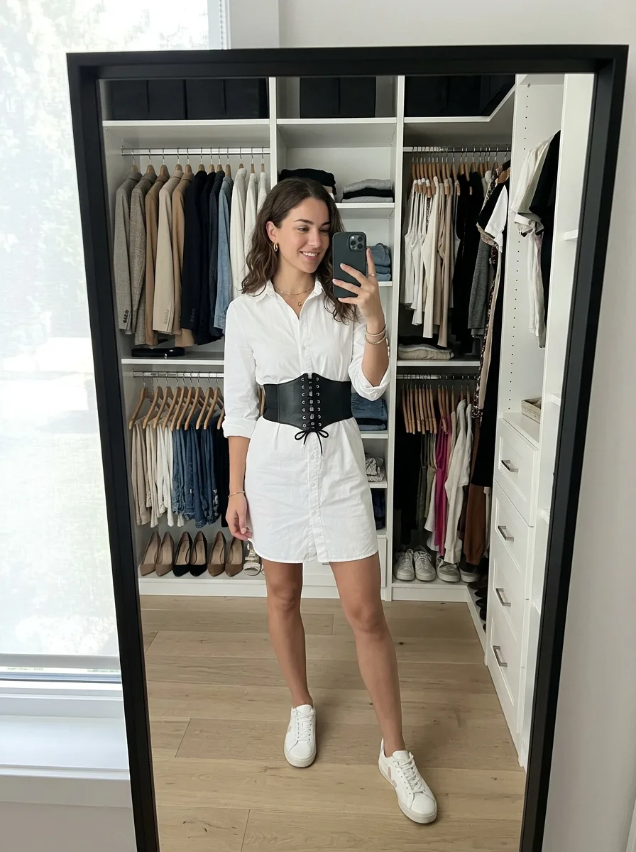Bright Closet Outfit Mirror Selfie