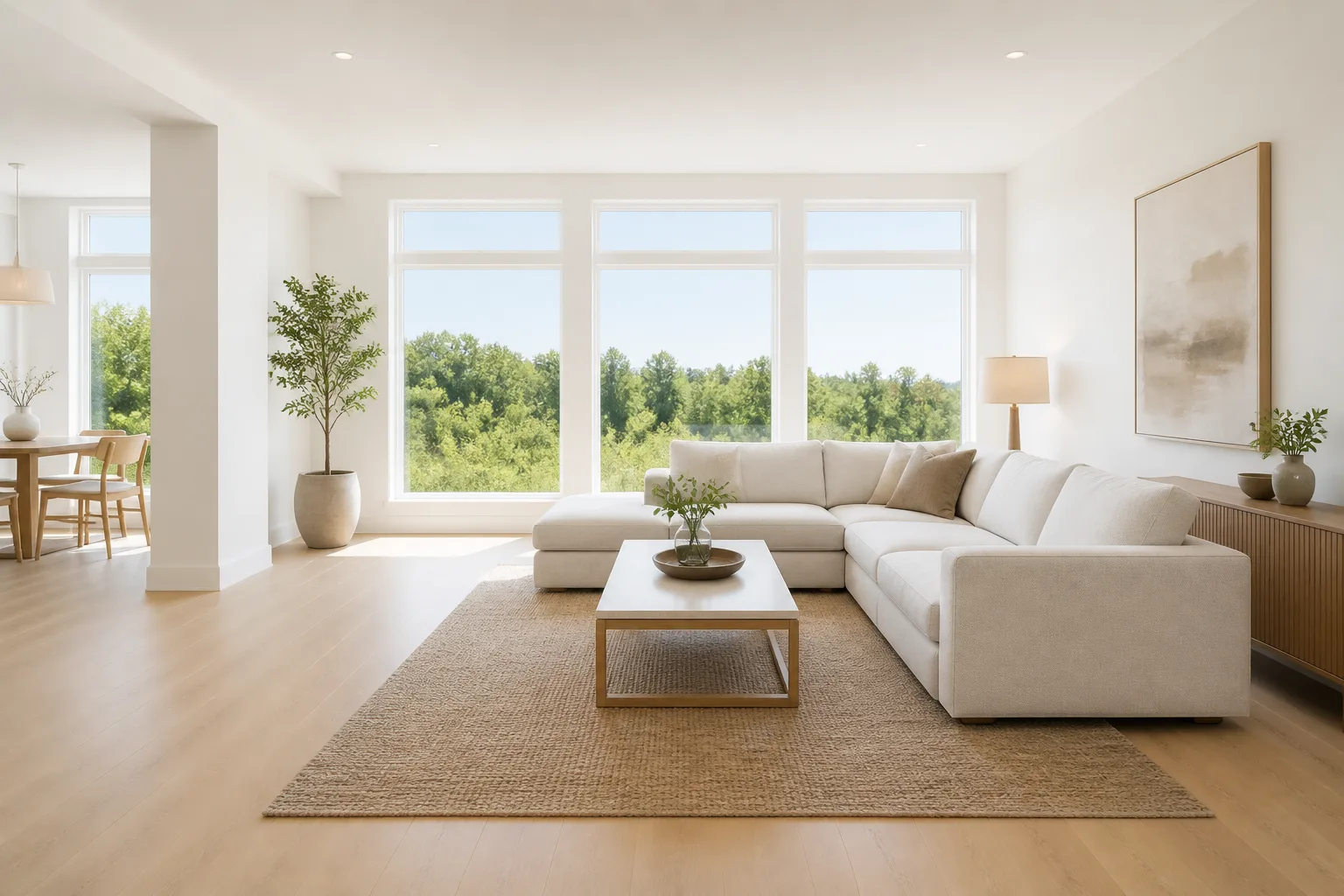 Bright Modern Neutral Living Room Staging