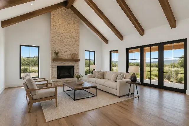 Bright Vaulted Ceiling Living Room Photo