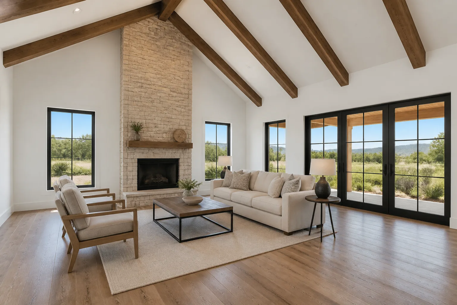 Bright Vaulted Ceiling Living Room Photo