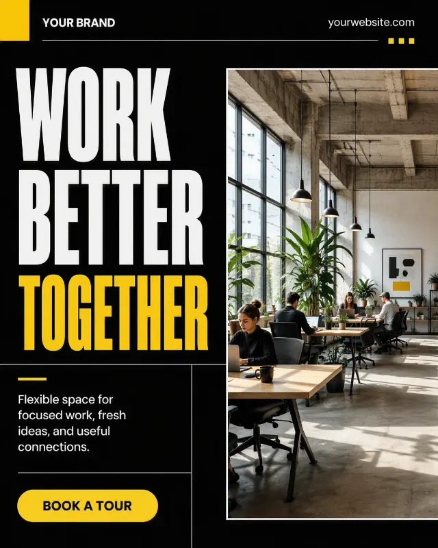 Brutalist Coworking Space Instagram Post
