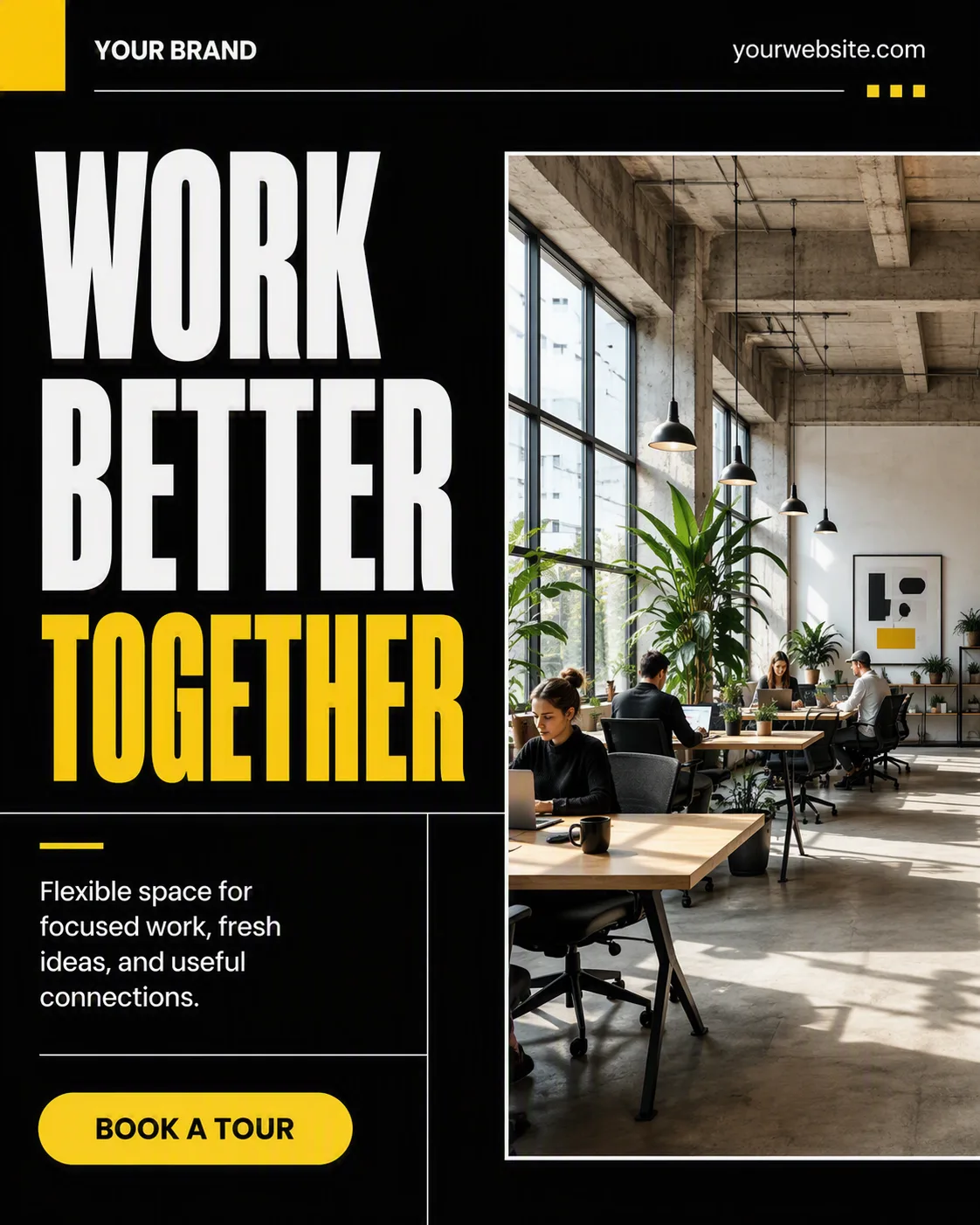 Brutalist Coworking Space Instagram Post
