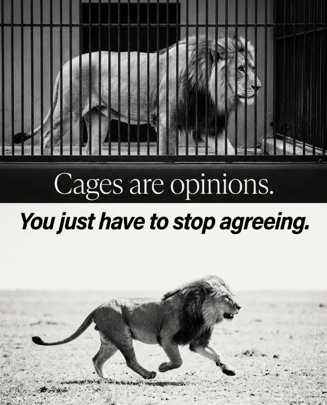 Caged And Free Lion Motivational Quote Post
