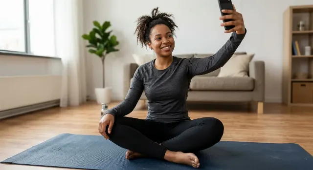 Calm At-Home Yoga Selfie Portrait