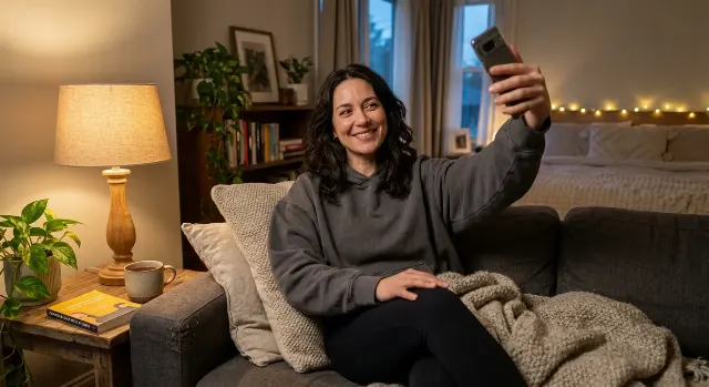 Candid At Home Hoodie Outfit Selfie
